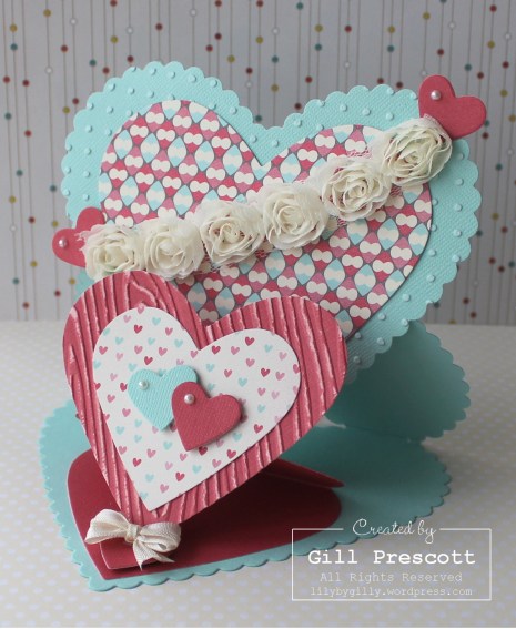 Valentine double easel card side on