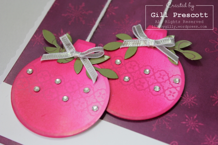 Ornament keepsakes from Stampin Up baubles close up