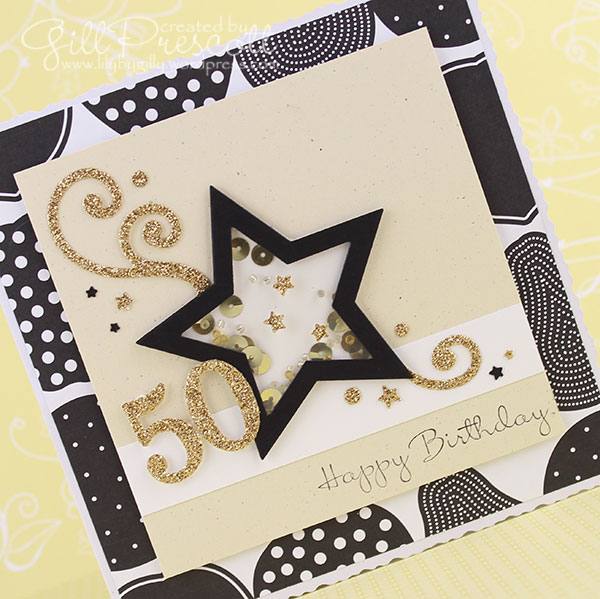 50th birthday card shaker card with gold sequins