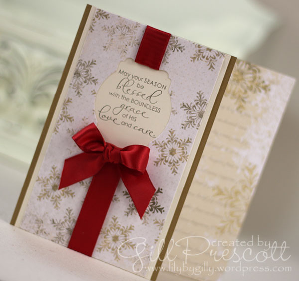 Christmas blessings stamp set by Stampin Up ribbon detail
