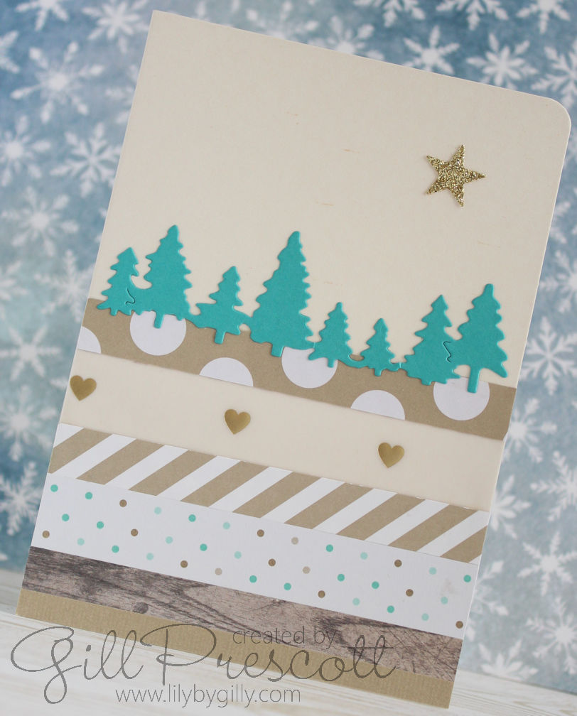 Christmas card using Stampin Up paper scraps and die cuts | Lily-by-Gilly